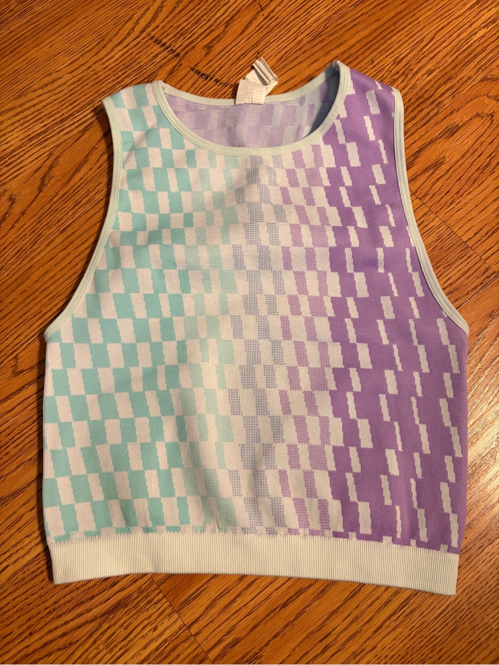 Womens' Sleeveless Knit Tank Top in Mint & Lavender